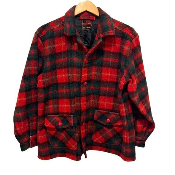 Vintage Carss Mackinaw red plaid wool button down jacket - Picture 1 of 10